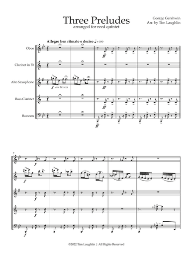 Three Preludes for Reed Quintet (arr. Tim Laughlin)