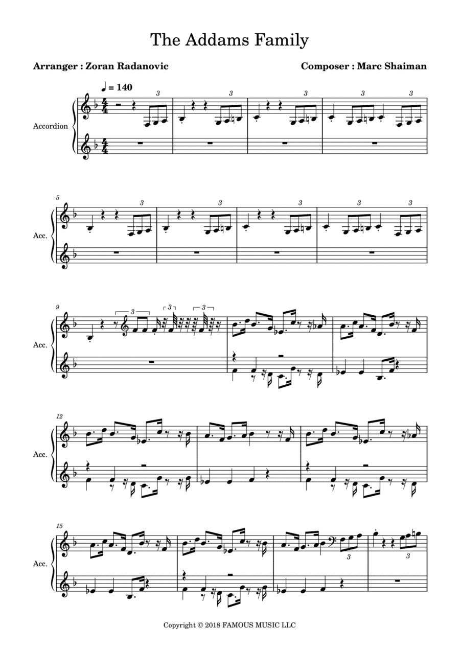 The Addams Family - Score (arr. Zoran Radanovic)