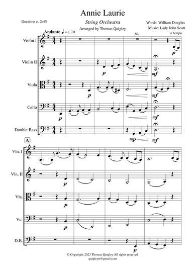 Annie Laurie (arr. Thomas Quigley)