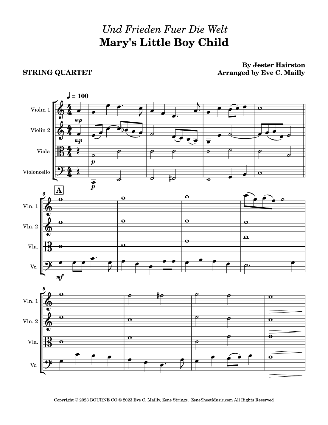 Und Frieden Fuer Die Welt (arr. Eve C. Mailly - Zene Strings)