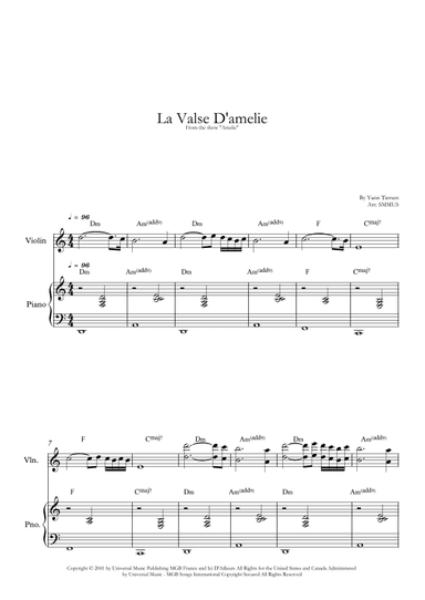La Valse D'amelie (arr. SMMUS)