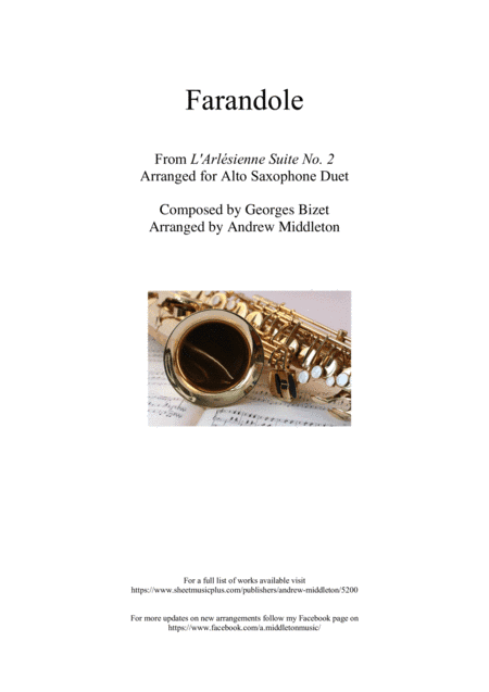 Farandole from L'Arlesienne Suite No. 2 arranged for Alto Saxophone Duet (arr. Andrew Middleton)