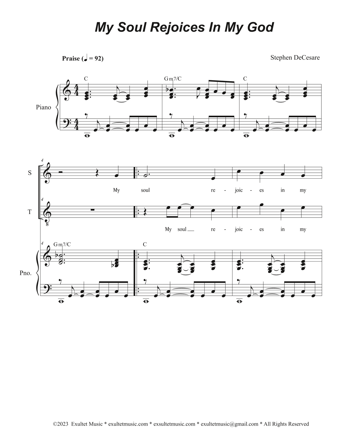 My Soul Rejoices In My God (Duet for Soprano and Tenor solo)