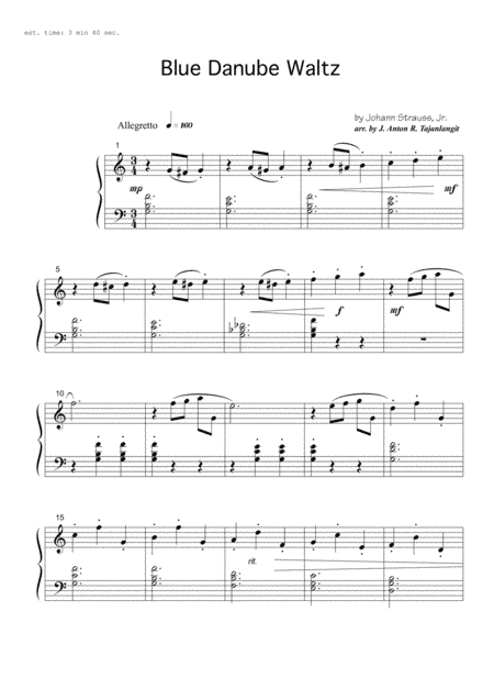 Blue Danube Waltz (arr. Anton R. Tajanlangit)