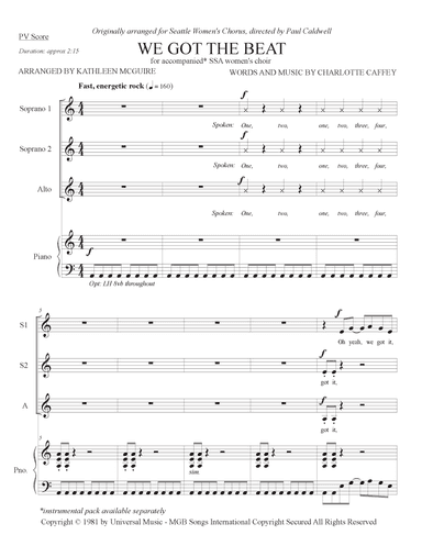 We Got The Beat (arr. Kathleen McGuire)