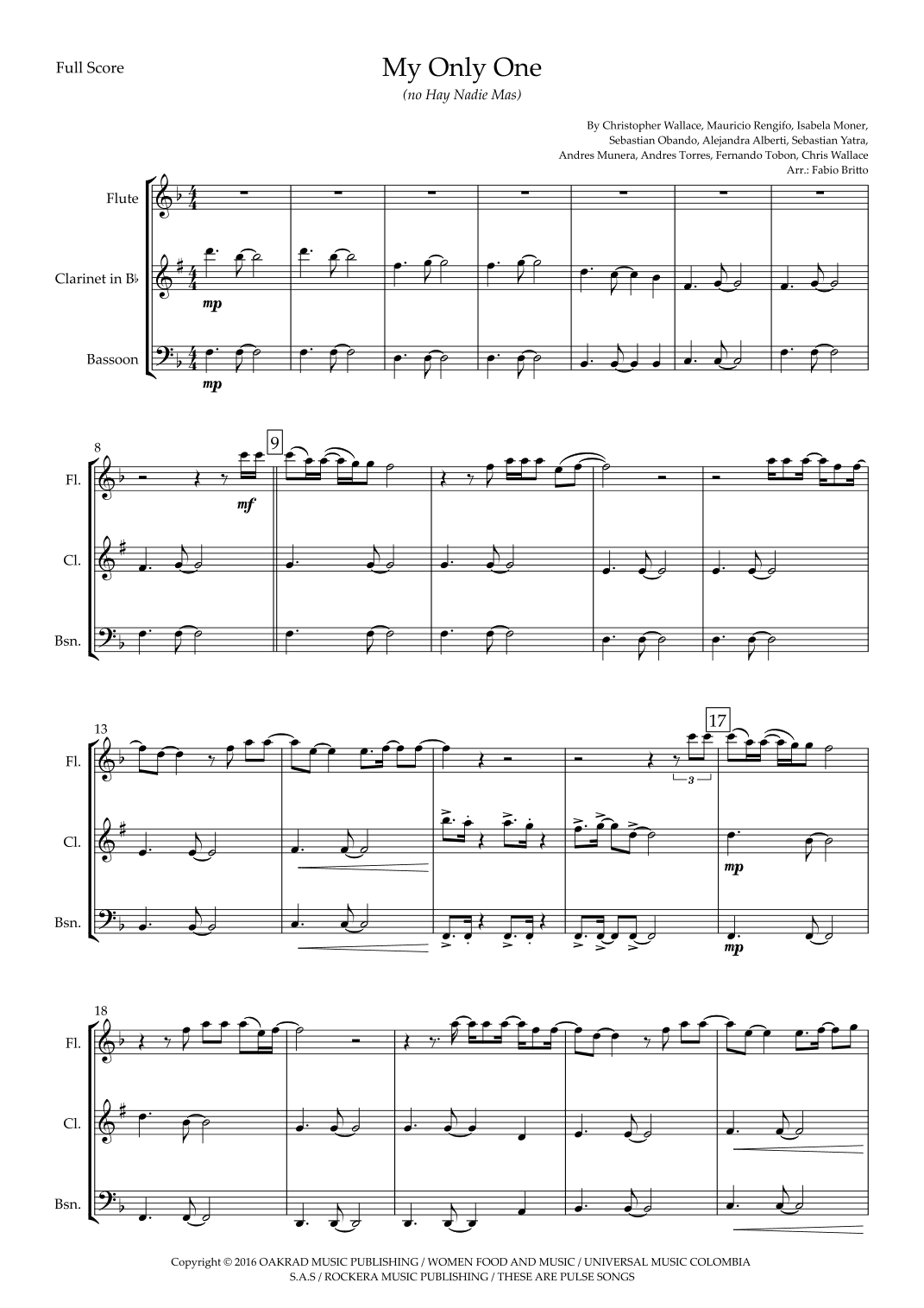 My Only One (no Hay Nadie Mas) (arr. Ottirb Sage)