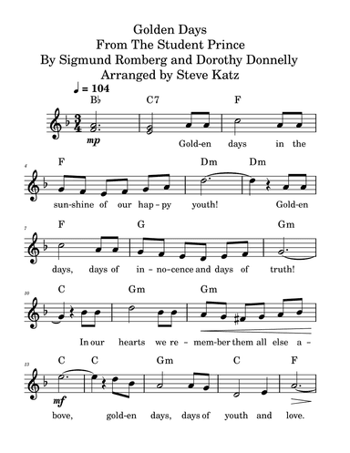 Golden Days (arr. Steve Katz)