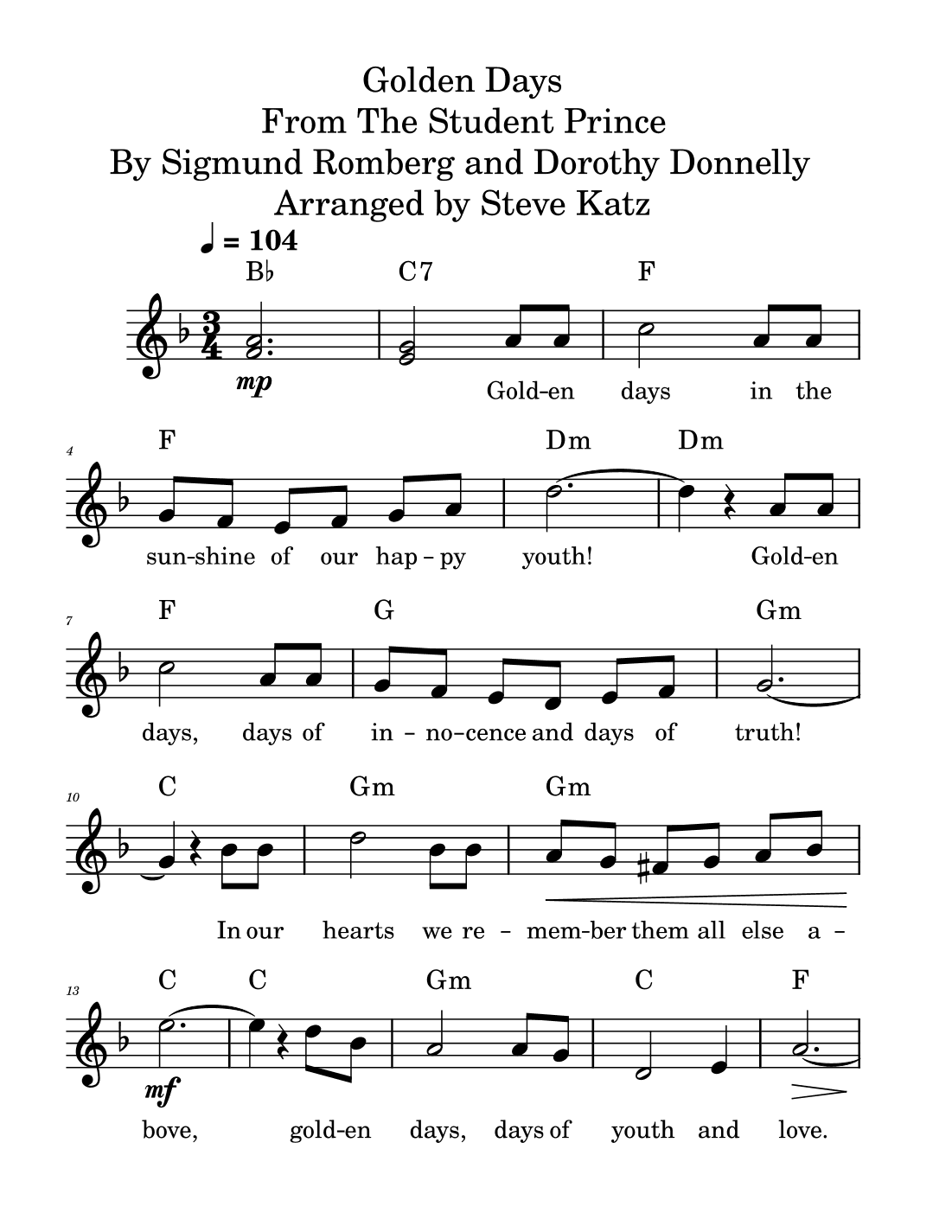 Golden Days (arr. Steve Katz)