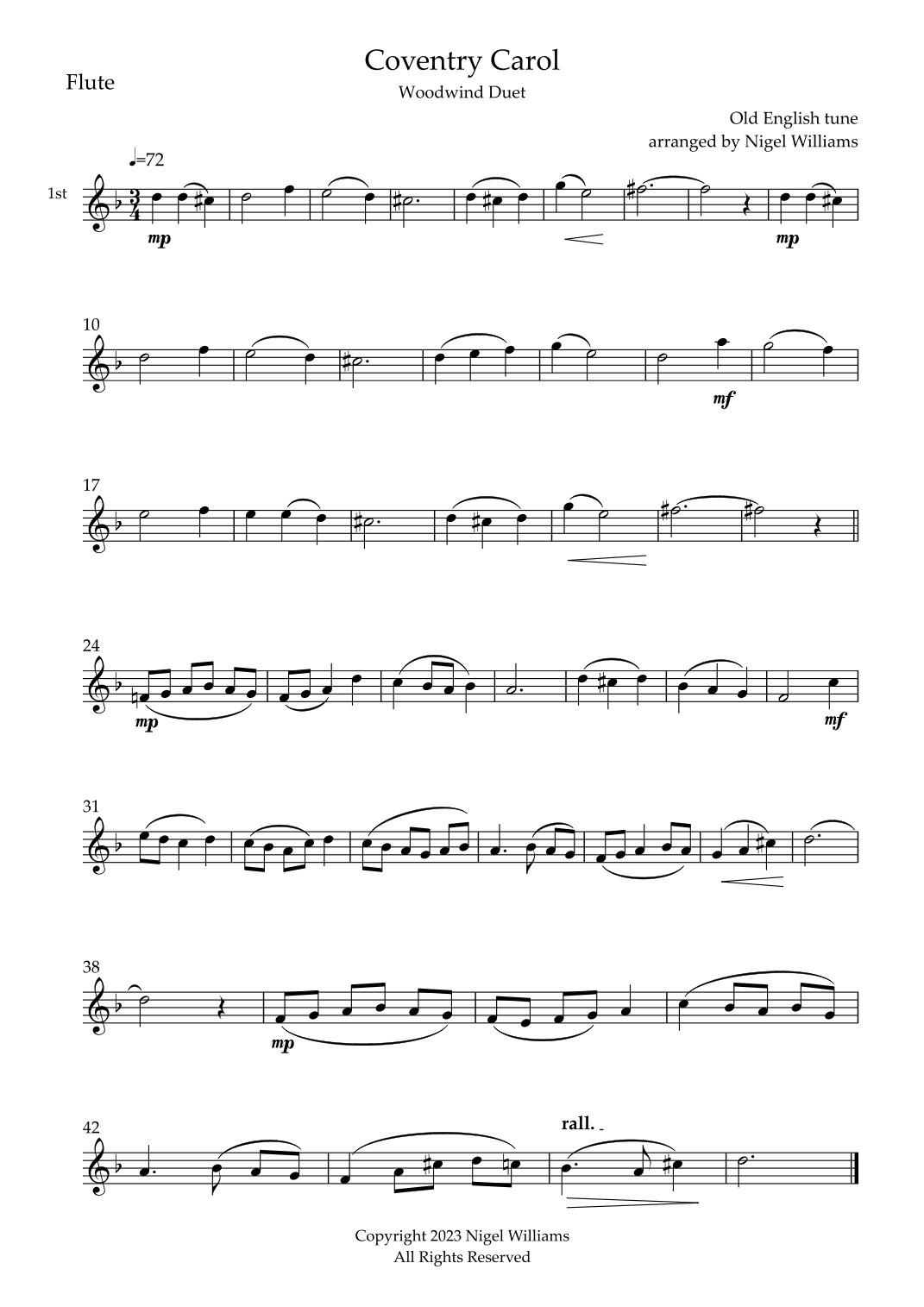 Coventry Carol (arr. Nigel Williams)