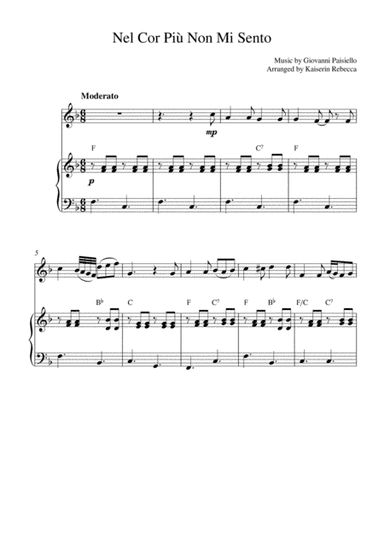 Nel Cor Più Non Mi Sento (for violin solo and piano accompaniment) (arr. Kaiserin Rebecca)