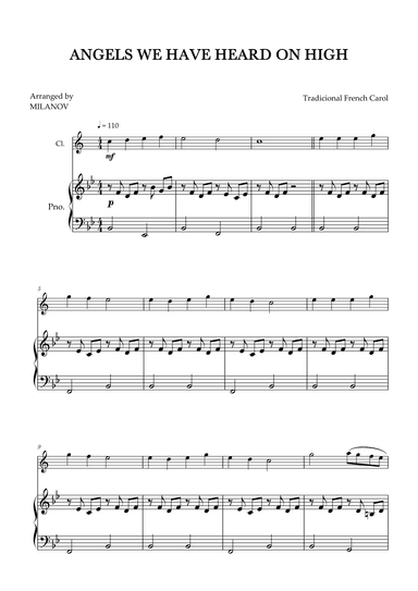 Angels We Have Heard on High | Christmas song | clarinet | easy beginner (arr. Milanov)