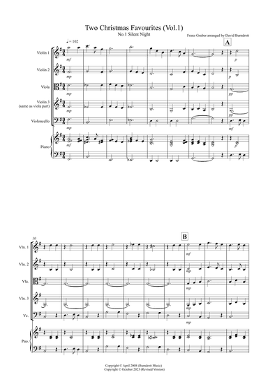 2 Christmas Favourites for String Quartet (volume one) (arr. David Burndrett)