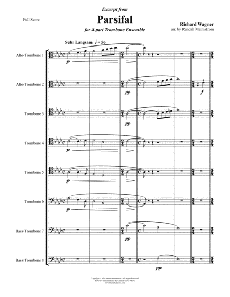 Parsifal Excerpt for 8-part Trombone Ensemble (arr. Randall Malmstrom)