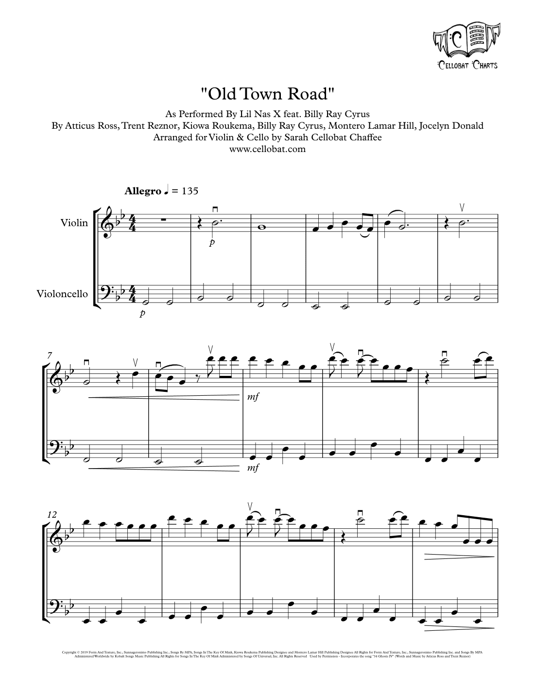 Old Town Road (remix) (arr. Sarah Cellobat Chaffee)