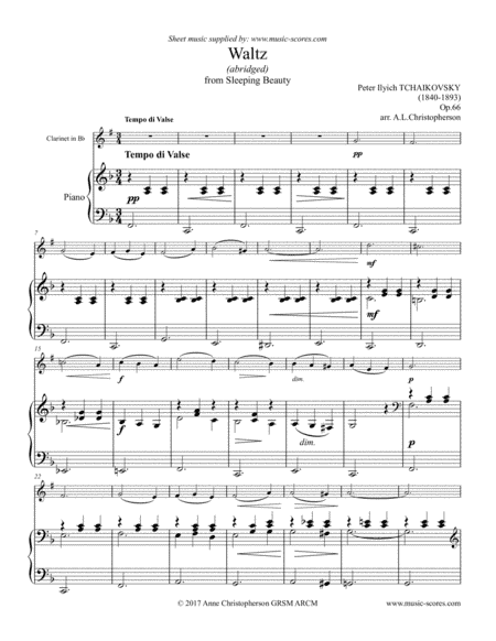 Sleeping Beauty Waltz - Clarinet and Piano (arr. Anne Christopherson GRSM ARCM)