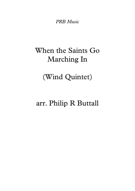 When The Saints Go Marching In (Wind Quintet) - Score (arr. PRB Music)