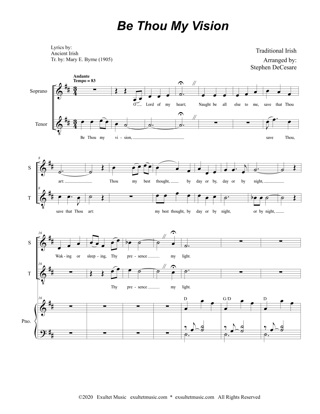 Be Thou My Vision (Duet for Soprano and Tenor Solo) (arr. Stephen DeCesare)