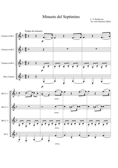 Minuet of Septet in E flat major Op. 20. Ludwig Van Beethoven. (arr. José Martínez Mulió)