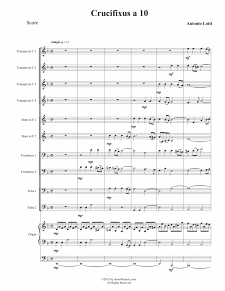 Crucifixus a 10 for Double Brass Quintet & Organ (arr. Dorm 40 Music)