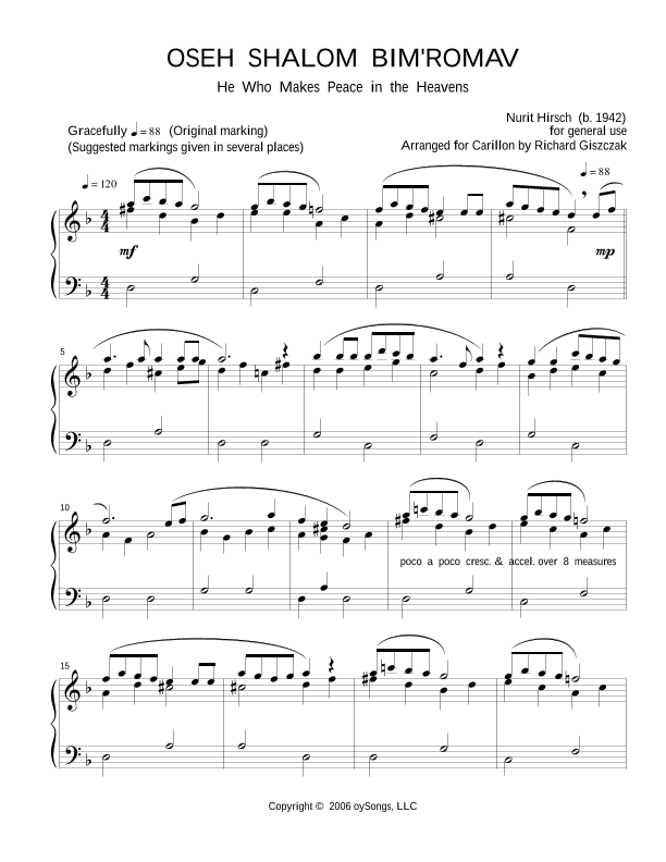 Oseh Shalom (grant Peace) (arr. Richard Giszczak)