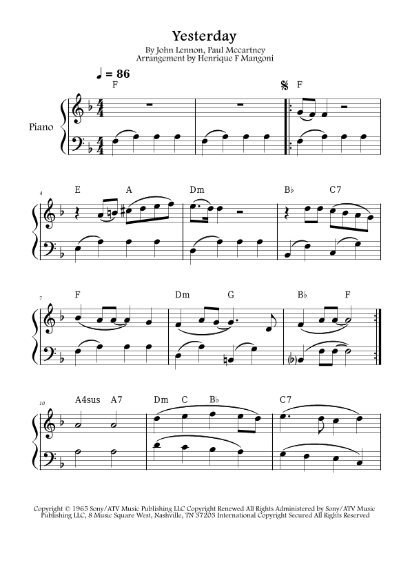 Yesterday (arr. Henrique F Mangoni)
