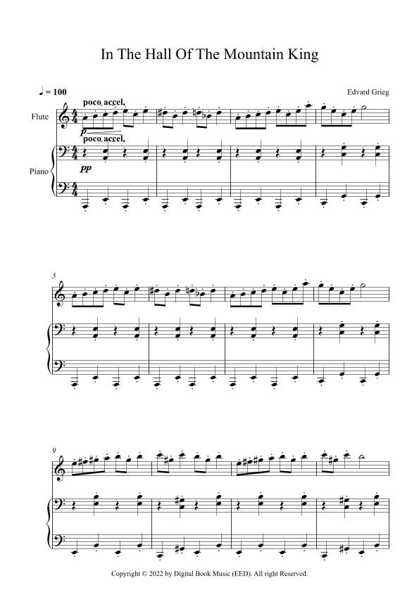 In The Hall Of The Mountain King - Edvard Grieg (Flute + Piano) (arr. Digital Book Music)