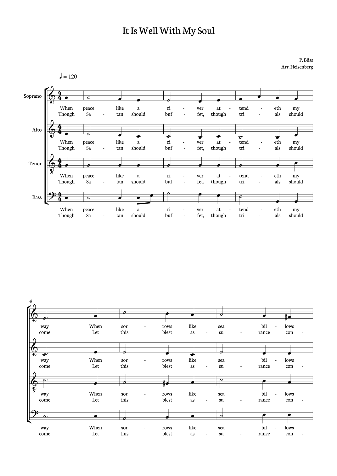 It Is Well With My Soul - SATB (arr. Heisenberg)