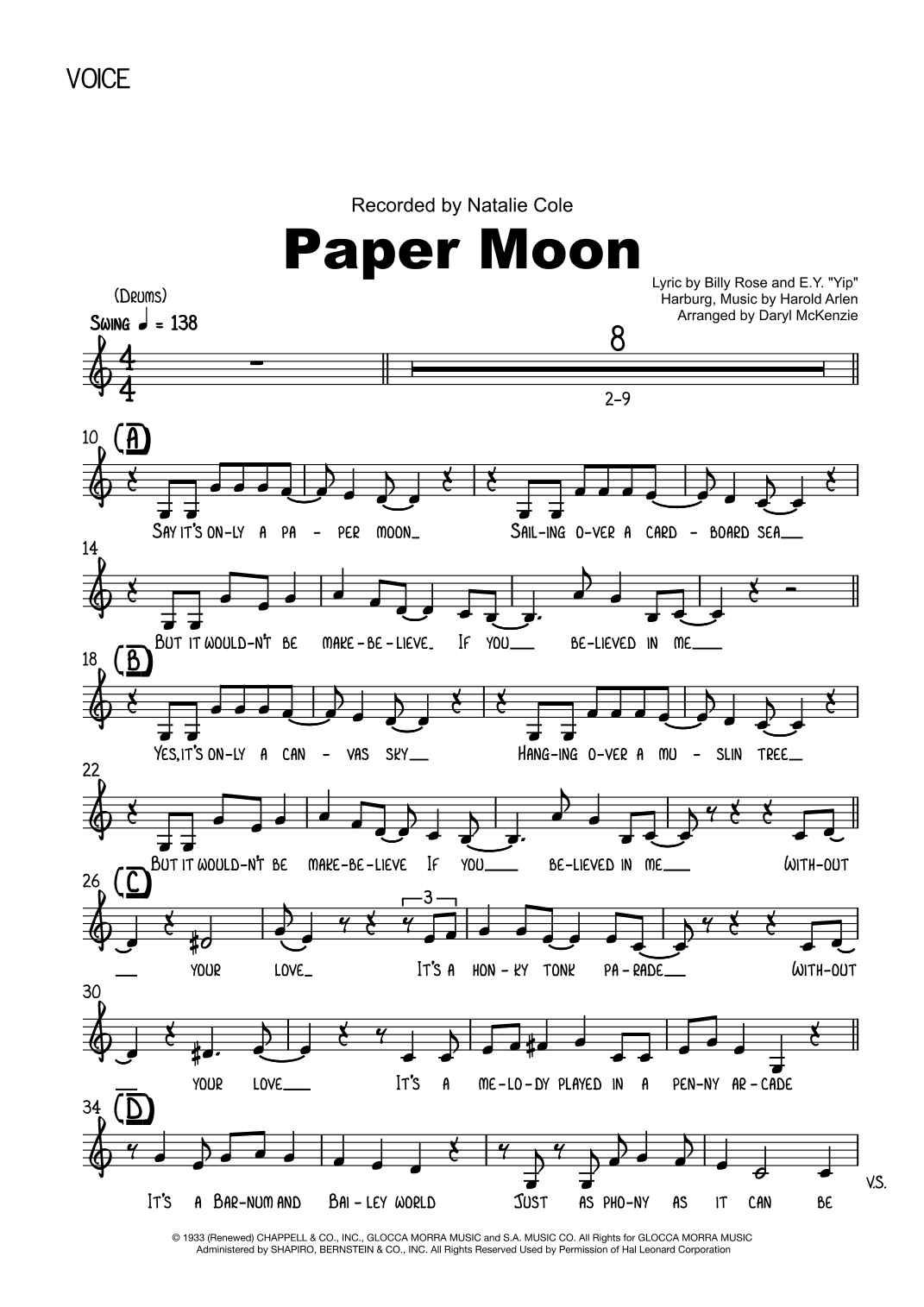 It's Only A Paper Moon (arr. Daryl McKenzie)