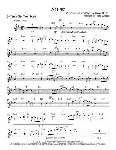 At Last (arr. Roger Wallace)