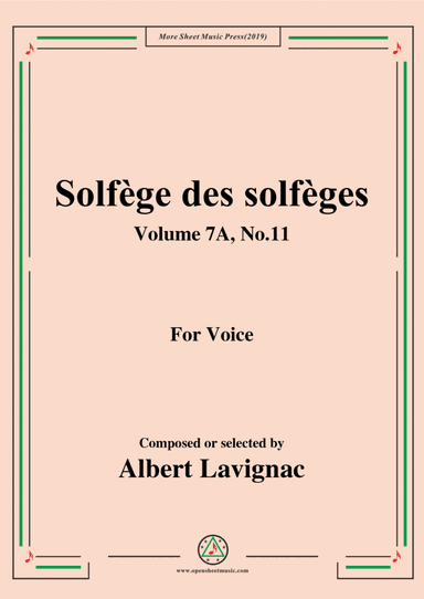 Lavignac-Solfege des solfeges,Volume 7A No.11,for Voice (arr. Open Cloud)