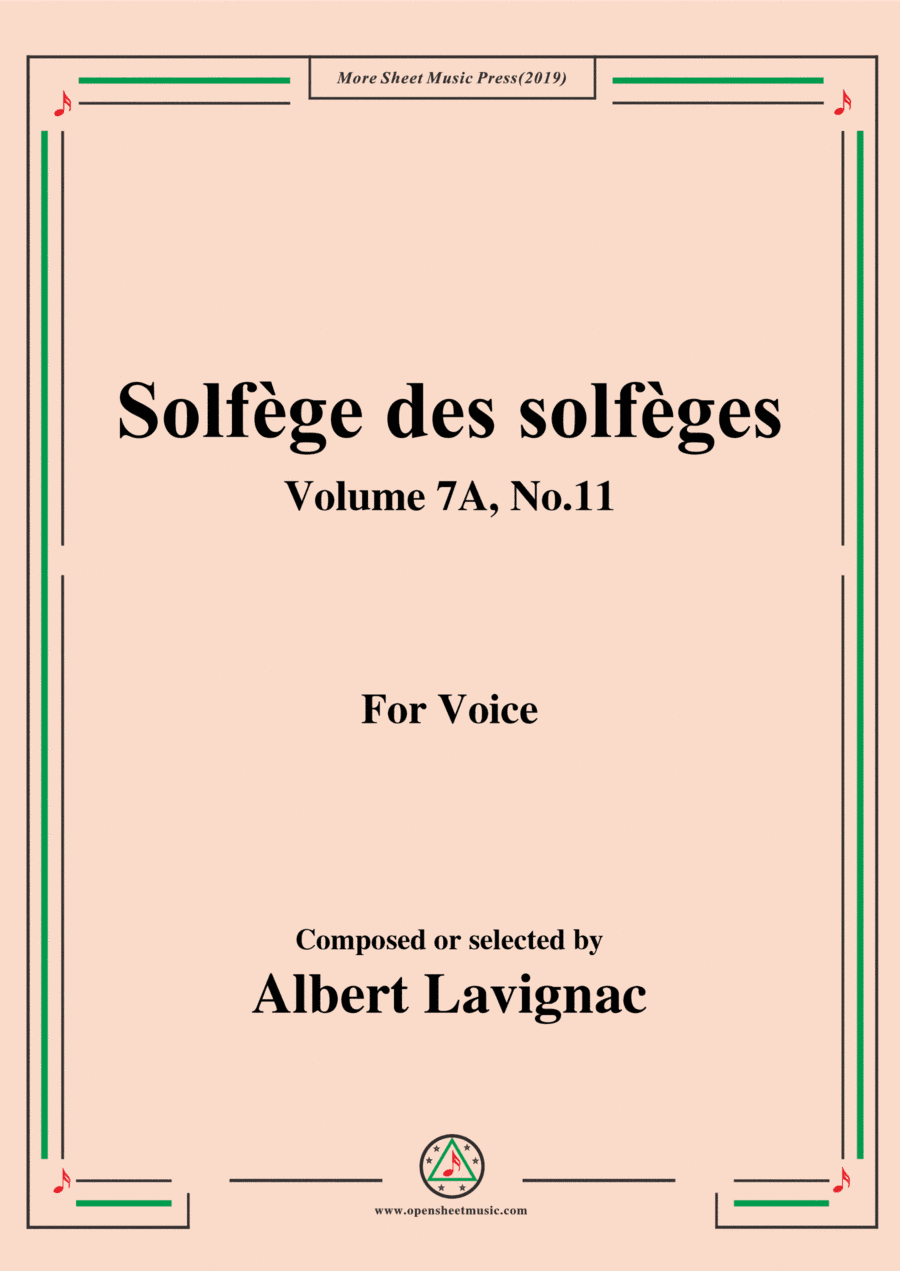 Lavignac-Solfege des solfeges,Volume 7A No.11,for Voice (arr. Open Cloud)