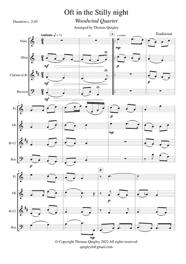 Oft in the Stilly Night (arr. Thomas Quigley)