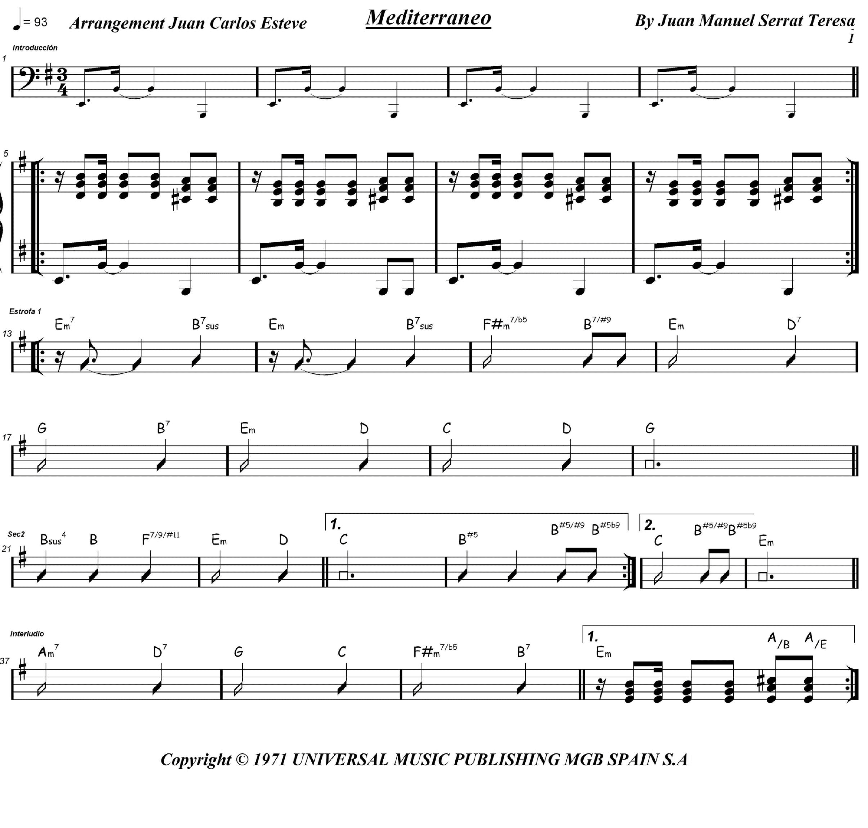 Mediterraneo (arr. juan carlos esteve / Gran Coda)