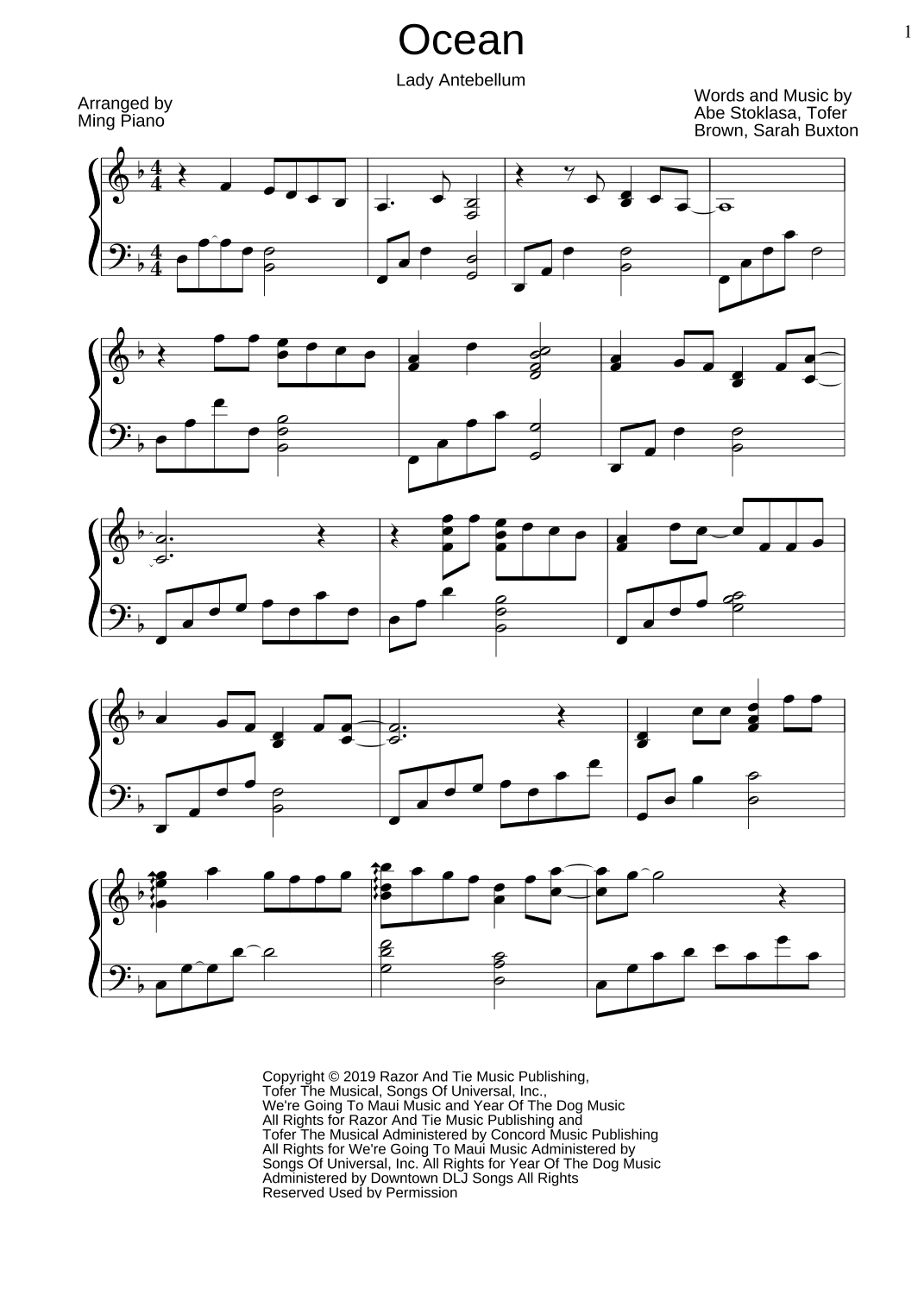 Ocean (arr. Ming Piano)