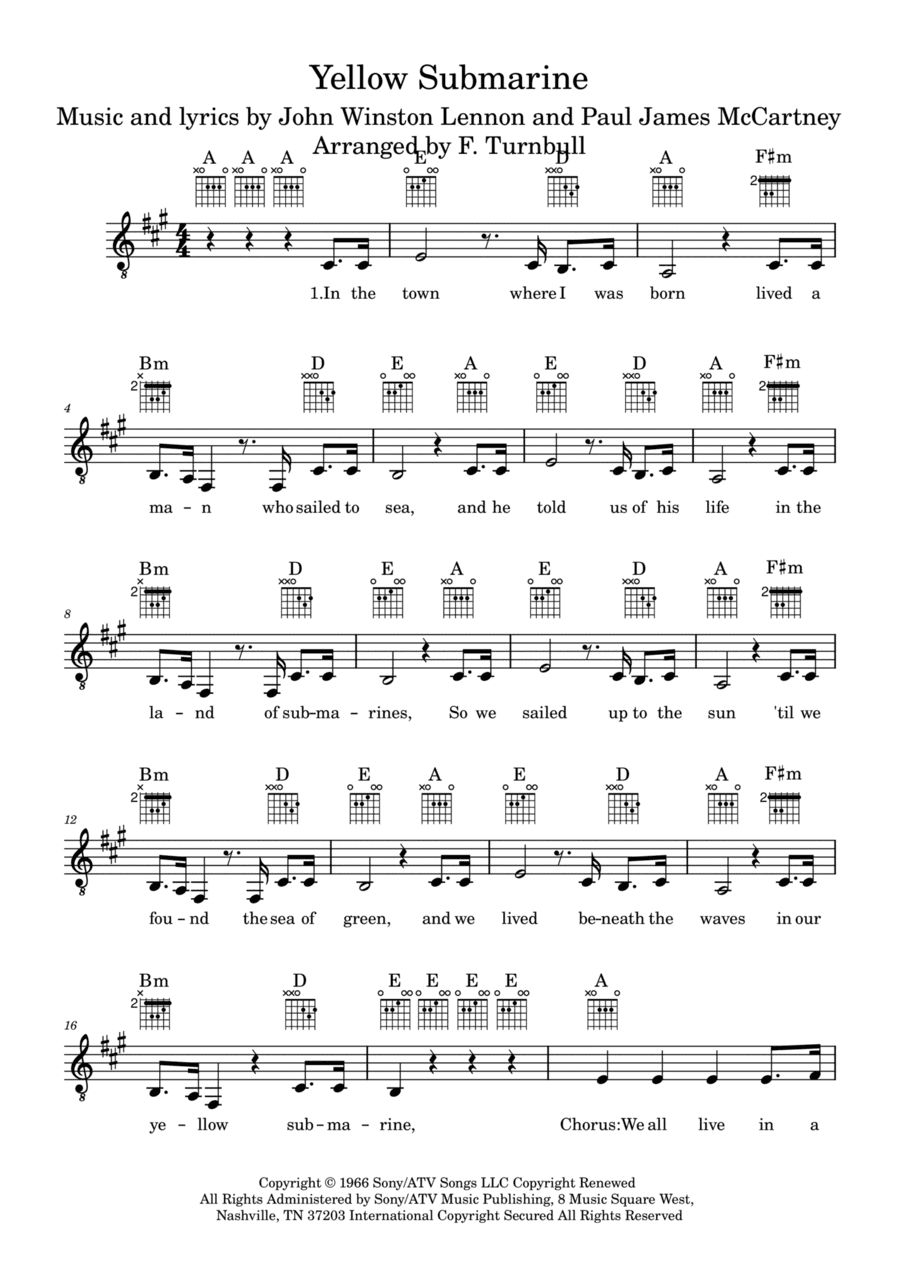 Yellow Submarine (arr. F. Turnbull)