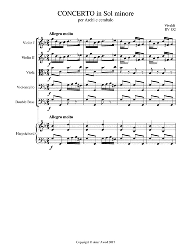 Vivaldi Concerto for String Orchestra in G minor RV 152 (arr. Amir Awad)