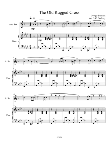 The Old Rugged Cross (alto sax solo) with optional piano accompaniment (arr. B. C. Dockery)
