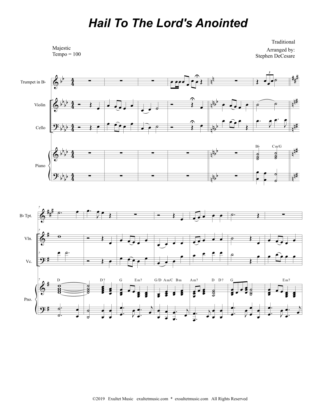 Hail To The Lord's Anointed (Duet for Violin and Cello) (arr. Stephen DeCesare)