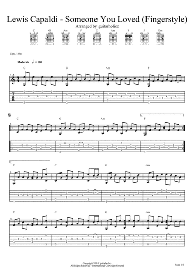 Someone You Loved (arr. guitarholicz)