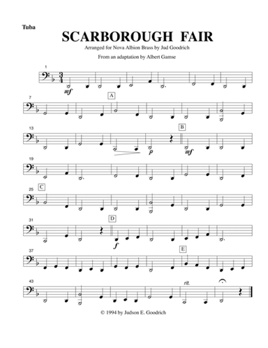 "Scarborough Fair" for brass quintet, (arr. Jud Goodrich)