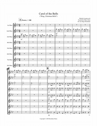 Carol of the Bells (F min) (Oboe Octet) (arr. Regis Bookshar)
