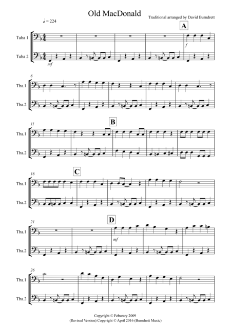 Old MacDonald! for Tuba Duet (arr. David Burndrett)