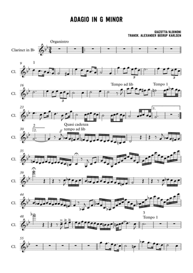 Adagio In Sol Minore (adagio In G Minor) (arr. Alexander Bosrup Karlsen)