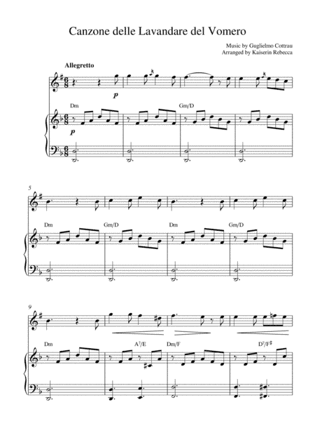 Canzone delle Lavandare del Vomero (soprano saxophone solo and piano accompaniment) (arr. Kaiserin Rebecca)