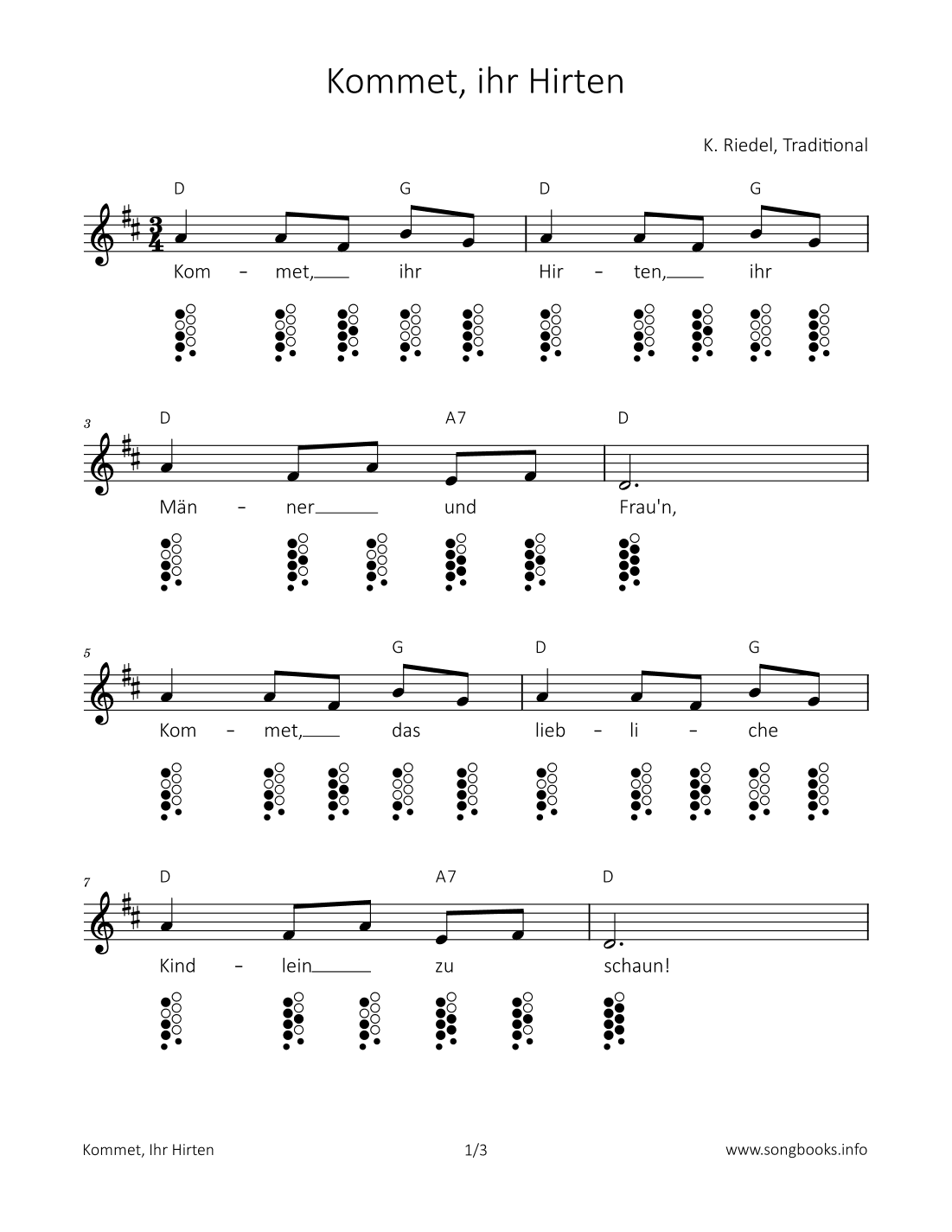 Kommet, ihr Hirten (arr. songbooks.info)
