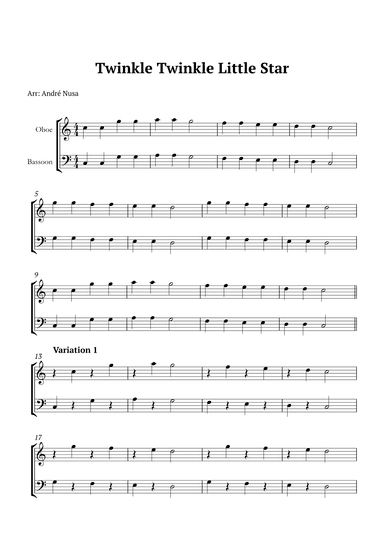Twinkle Twinkle Little Star Variations (arr. André Nusa)