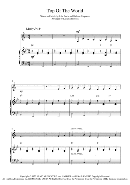 Top Of The World (arr. Kaiserin Rebecca)
