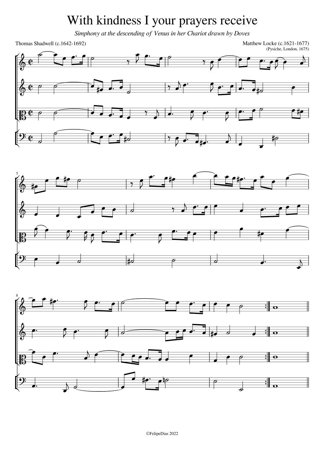 With kindness I your prayers (The descending of Venus, from Psyche) (arr. Early Music Scores)