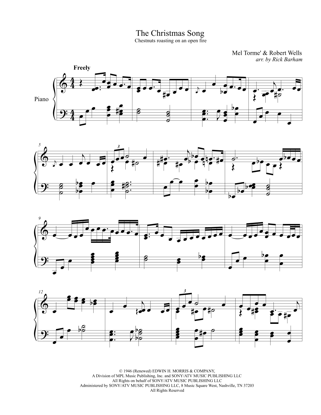 The Christmas Song (chestnuts Roasting On An Open Fire) (arr. Rick Barham)