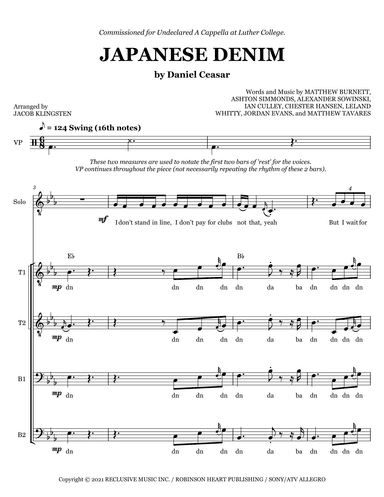 Japanese Denim (arr. Jacob Klingsten)